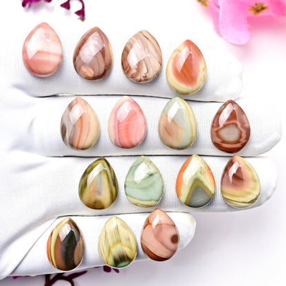 99.4cts Natural Imperial Jasper Smooth Cabochon Rare Crystal - Polished Gemstone 12X16mm Tear Drop Shape Flat Back Gemstone for making jewelry 15 pcs