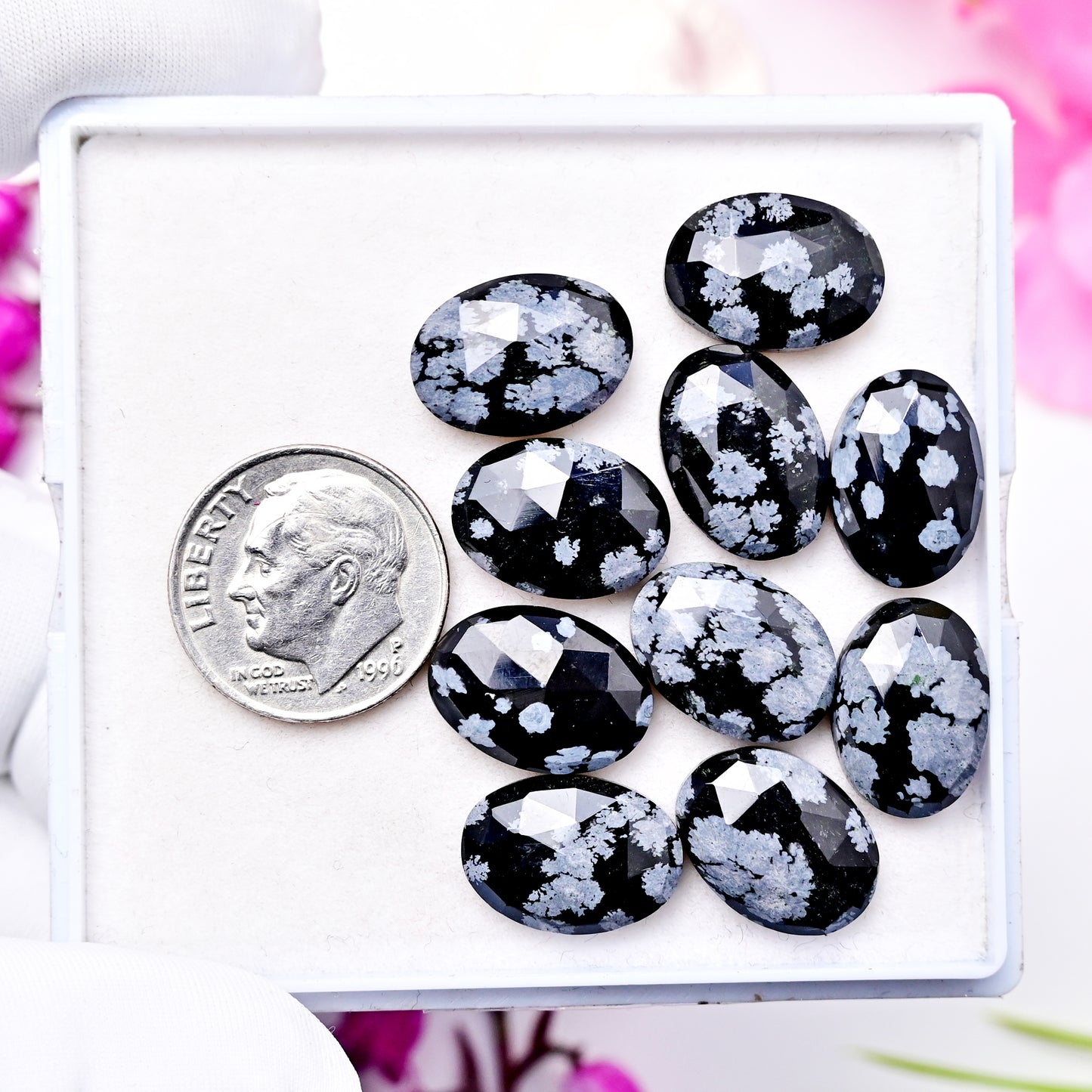 41.1cts Snowflake Obsidian Rosecut Cabochon CALIBRATED, Obsidian Loose Stone, Oval Shape 10x14mm Obsidian Lot, Semi Precious Gemstone Cabochon 10 pcs