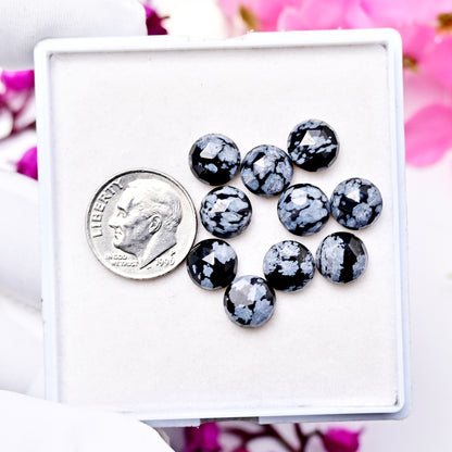 18.8cts Snowflake Obsidian Rosecut Cabochon CALIBRATED, Obsidian Loose Stone, Round Shape 8mm Obsidian Lot, Semi Precious Gemstone Cabochon 10 pcs