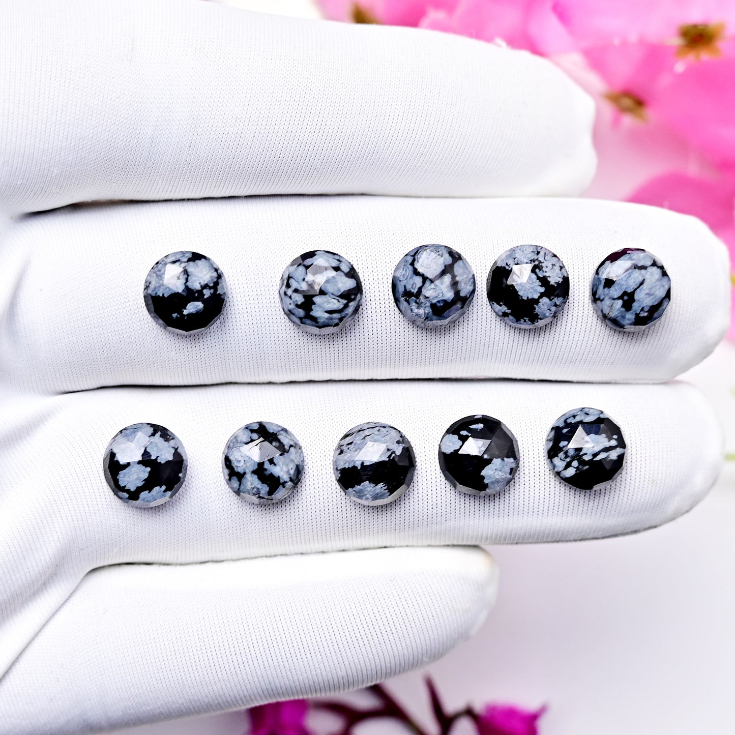 18.8cts Snowflake Obsidian Rosecut Cabochon CALIBRATED, Obsidian Loose Stone, Round Shape 8mm Obsidian Lot, Semi Precious Gemstone Cabochon 10 pcs