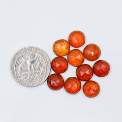 Hessonite Garnet Freeform Rose Cut Cabochons | Fiery Cinnamon Gemstone for Jewelry Making - 10 Pieces