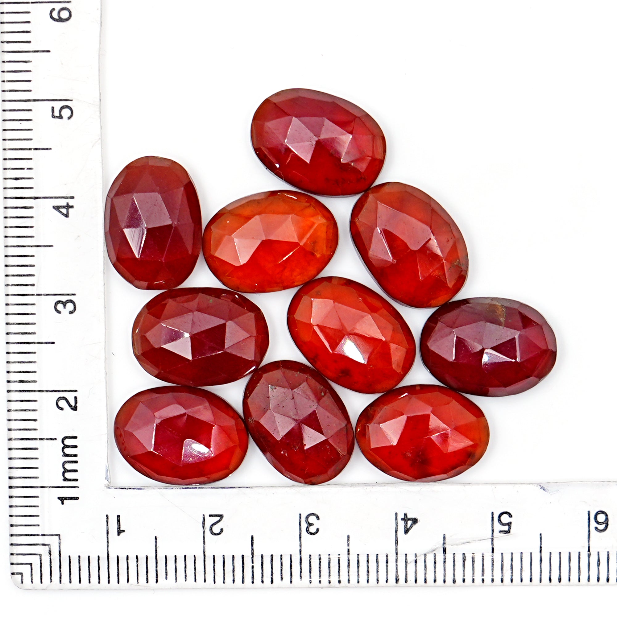 Hessonite Garnet Freeform Rose Cut Cabochons | Fiery Cinnamon Gemstone for Jewelry Making - 10 Pieces
