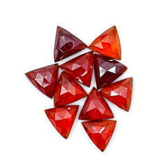 Hessonite Garnet Triangle Rose Cut Cabochons | Fiery Cinnamon Gemstone for Jewelry Making - 10 Pieces