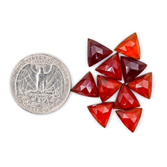 Hessonite Garnet Triangle Rose Cut Cabochons | Fiery Cinnamon Gemstone for Jewelry Making - 10 Pieces