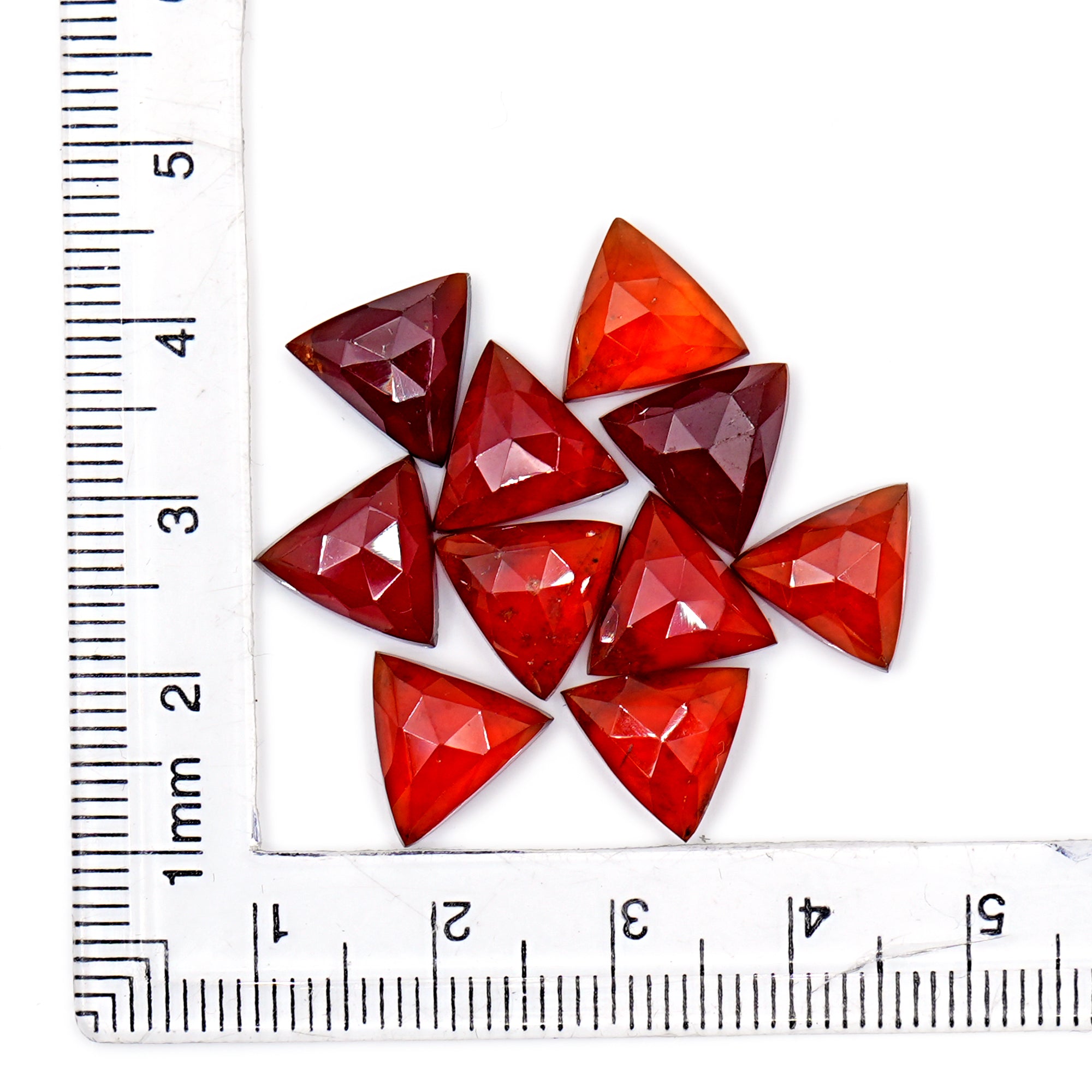 Hessonite Garnet Triangle Rose Cut Cabochons | Fiery Cinnamon Gemstone for Jewelry Making - 10 Pieces