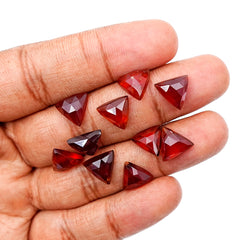 Hessonite Garnet Triangle Rose Cut Cabochons | Fiery Cinnamon Gemstone for Jewelry Making - 10 Pieces