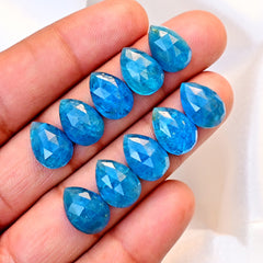 Neon Apatite Doubet Rose Cut Cabochons | Blue Color Gemstone for Jewelry Making - 10 Piece