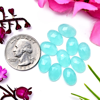 27,35 ct Aquamarin-Chalcedon, Rosenschliff, 8 mm, runde Form, Edelsteinpaket der Güteklasse AA, insgesamt 15 Stück