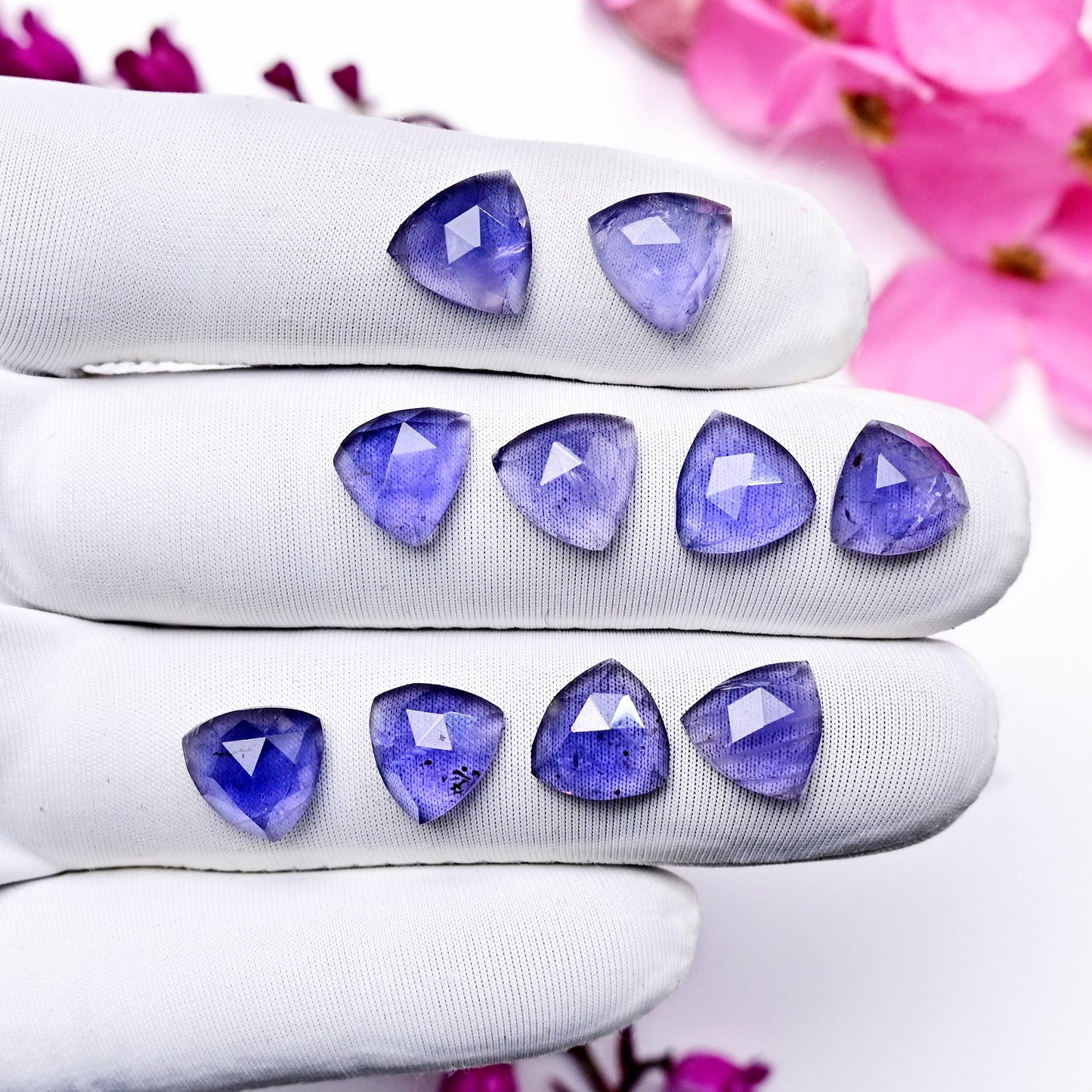 27.3cts Natural Iolite 10x10mm Calibrated Rose Cut Cabochon Trillian Shape AA Grade Gemstone Parcel -Total 10 Pcs