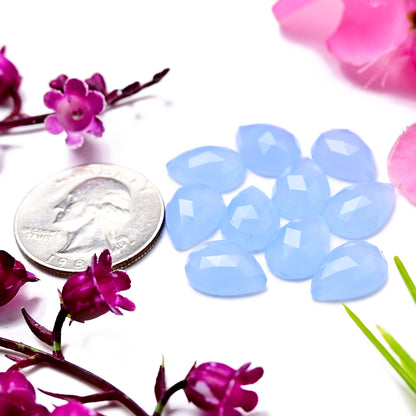 31,4 Karat blauer Chalcedon im Rosenschliff, 8 mm, runde Form, Edelsteinklasse AA, Paket – insgesamt 15 Stück