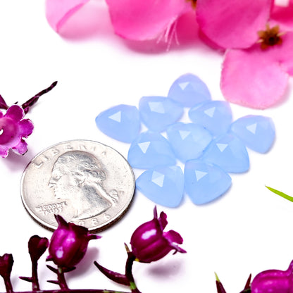 31,4 Karat blauer Chalcedon im Rosenschliff, 8 mm, runde Form, Edelsteinklasse AA, Paket – insgesamt 15 Stück