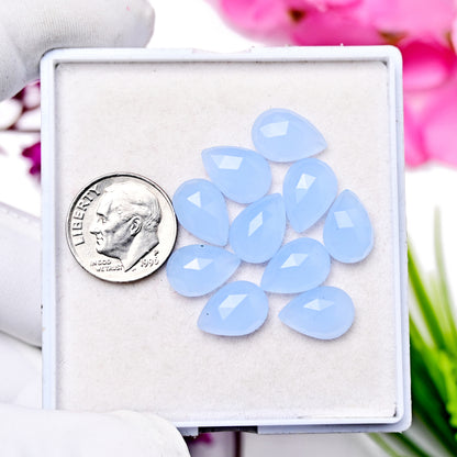 31,4 Karat blauer Chalcedon im Rosenschliff, 8 mm, runde Form, Edelsteinklasse AA, Paket – insgesamt 15 Stück