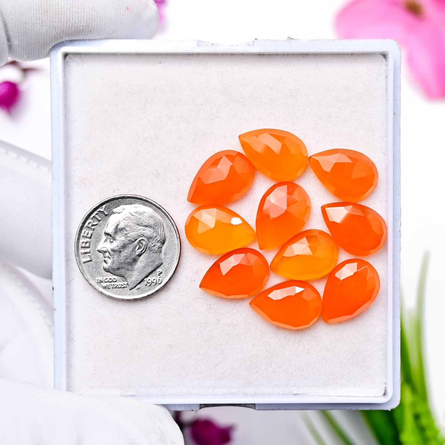 28cts Natural Carnelian 8X12mm Tear Drop Shape Rose Cut Cabochon AA Grade Gemstone Parcel -Total 10 Pcs