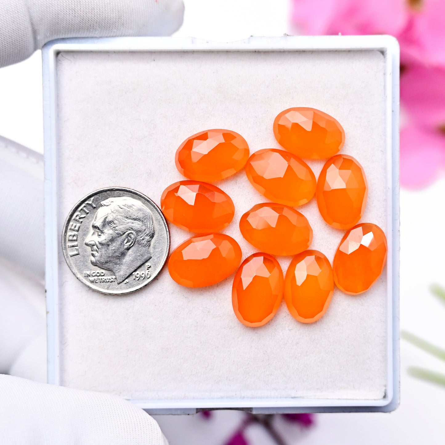 30.8cts Natural Carnelian 8X12mm Oval Shape Rose Cut Cabochon AA Grade Gemstone Parcel -Total 10 Pcs