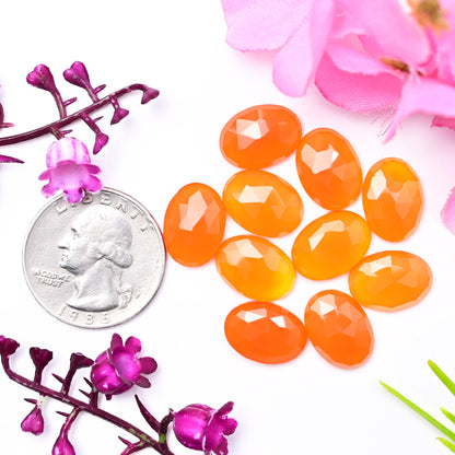 46.5cts Natural Carnelian 10x14mm Oval Shape Rose Cut Cabochon AA Grade Gemstone Parcel -Total 10 Pcs