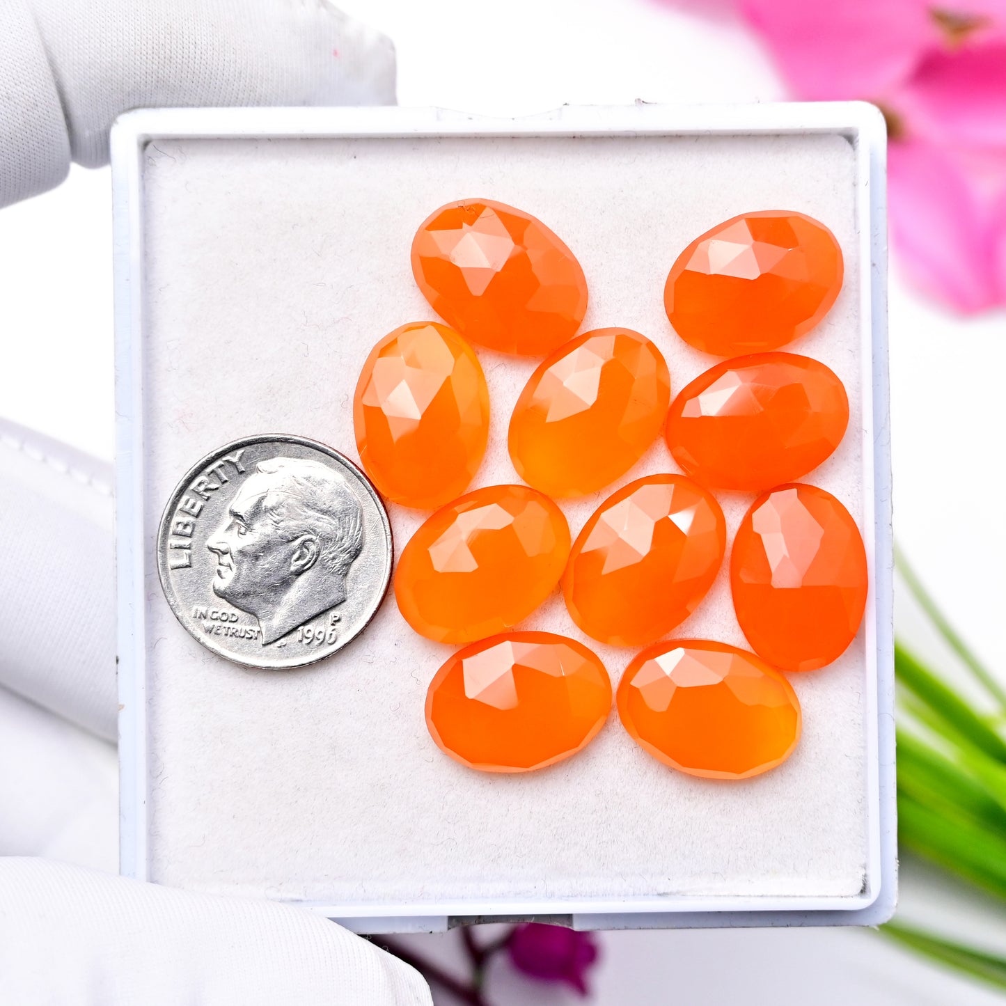 46.5cts Natural Carnelian 10x14mm Oval Shape Rose Cut Cabochon AA Grade Gemstone Parcel -Total 10 Pcs