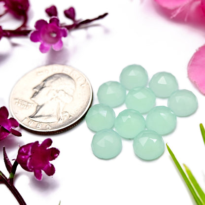 19.6cts Peru Chalcedony Rose Cut Round Shape 8X8mm AA Grade Gemstone Parcel - Total 10 Pcs