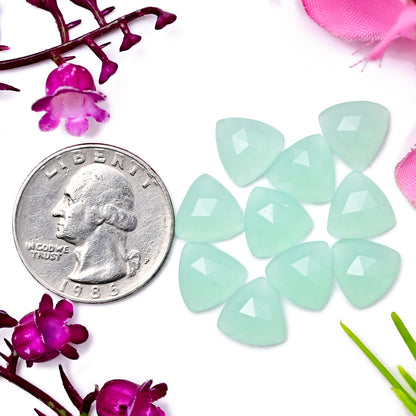 27.9cts Peru Chalcedony Rose Cut Trillian Shape 10x10mm AA Grade Gemstone Parcel - Total 10 Pcs