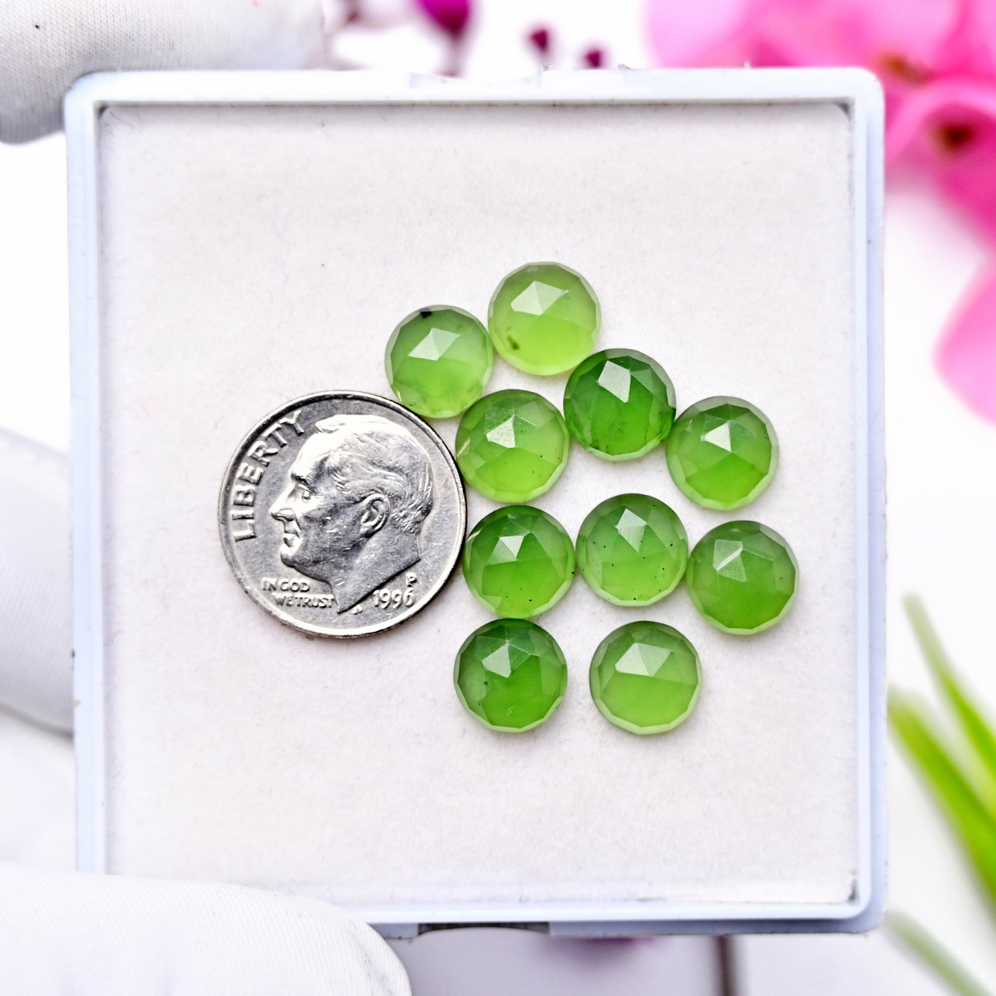 18.7cts Serpentine Rose Cut 8x8mm Round Shape AA Grade Gemstone -Total 10 Pcs