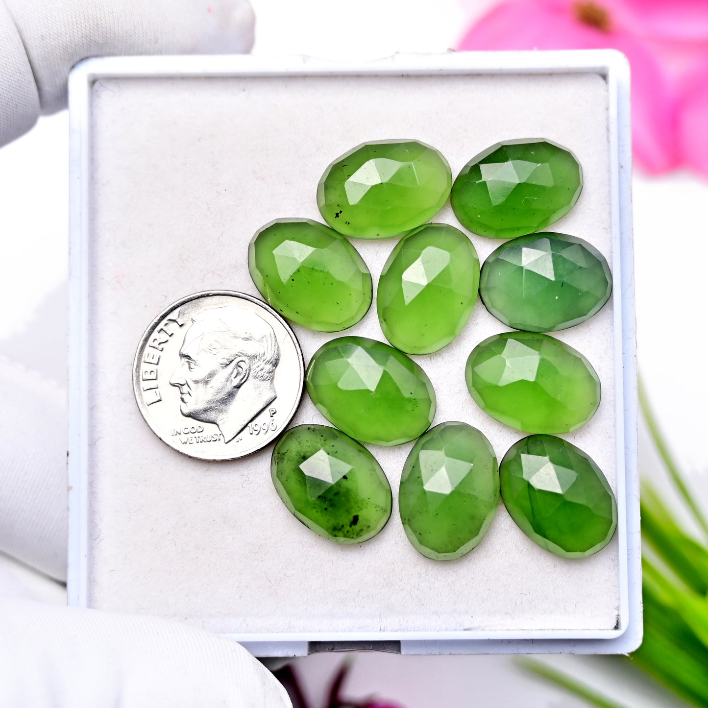 44cts Serpentine Rose Cut 10X14mm Oval Shape AA Grade Gemstone -Total 10 Pcs