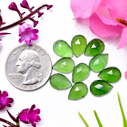 25.3cts Serpentine Rose Cut 8X12mm Tear Drop Shape AA Grade Gemstone -Total 10 Pcs