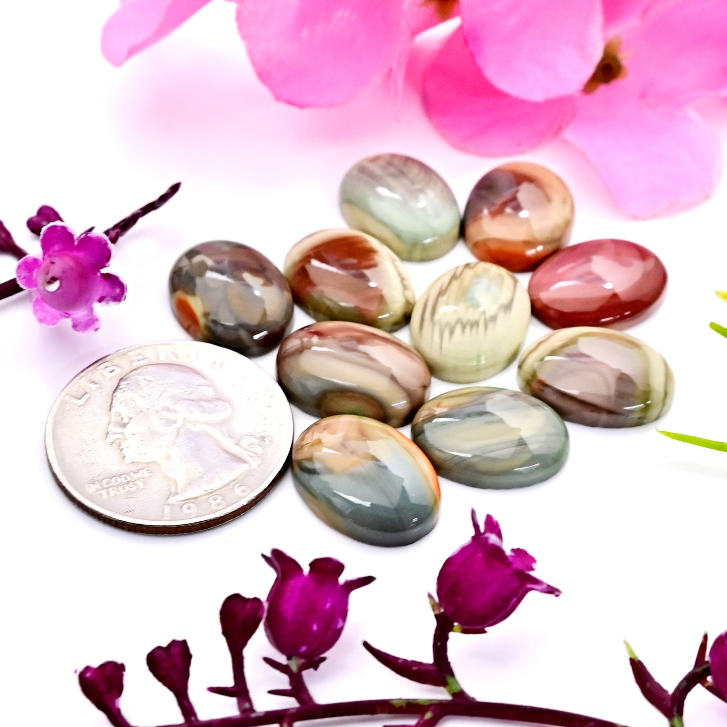 66.5cts Natural Imperial Jasper Smooth Cabochon - 12X16mm, Pear Shape  Gemstone Parcel Total  10 pcs