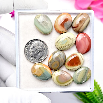 66.5cts Natural Imperial Jasper Smooth Cabochon - 12X16mm, Pear Shape  Gemstone Parcel Total  10 pcs