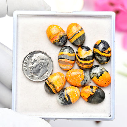 54cts Bumble bee Jasper Cabs Oval Shape 10x14mm AA grade Gemstone Parcel Total -10 pcs