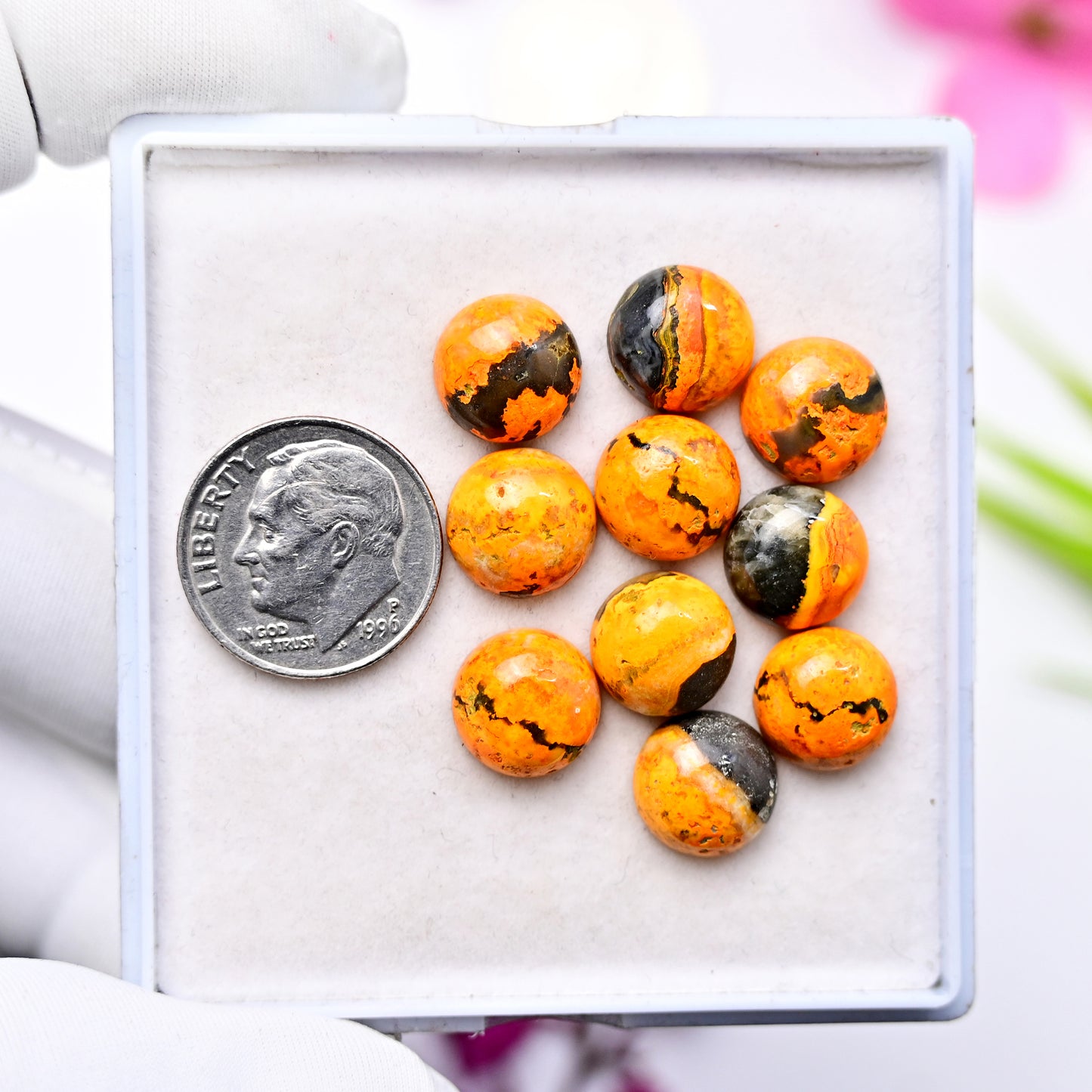 35.6cts Bumble bee Jasper Cabs Round Shape 10x10mm AA grade Gemstone Parcel Total -10 pcs