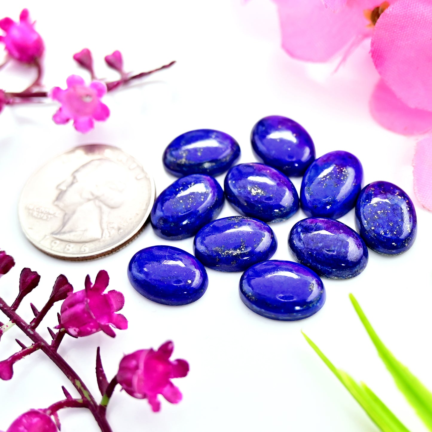 59.1cts Lapis Lazuli Cabochon 10x14mm Oval Shape For Jewelry AA Grade Gemstone Parcel - Total 10 pcs