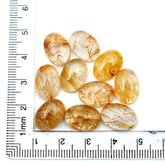 Golden Threads Rutilated Quartz Cabochon | Freeform Magic - 10 Pieces