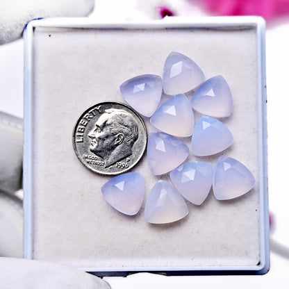 31.4cts Blue Chalcedony Rose Cut 10x10mm Trillian Shape AA Grade Gemstone Parcel - Total 10 Pcs