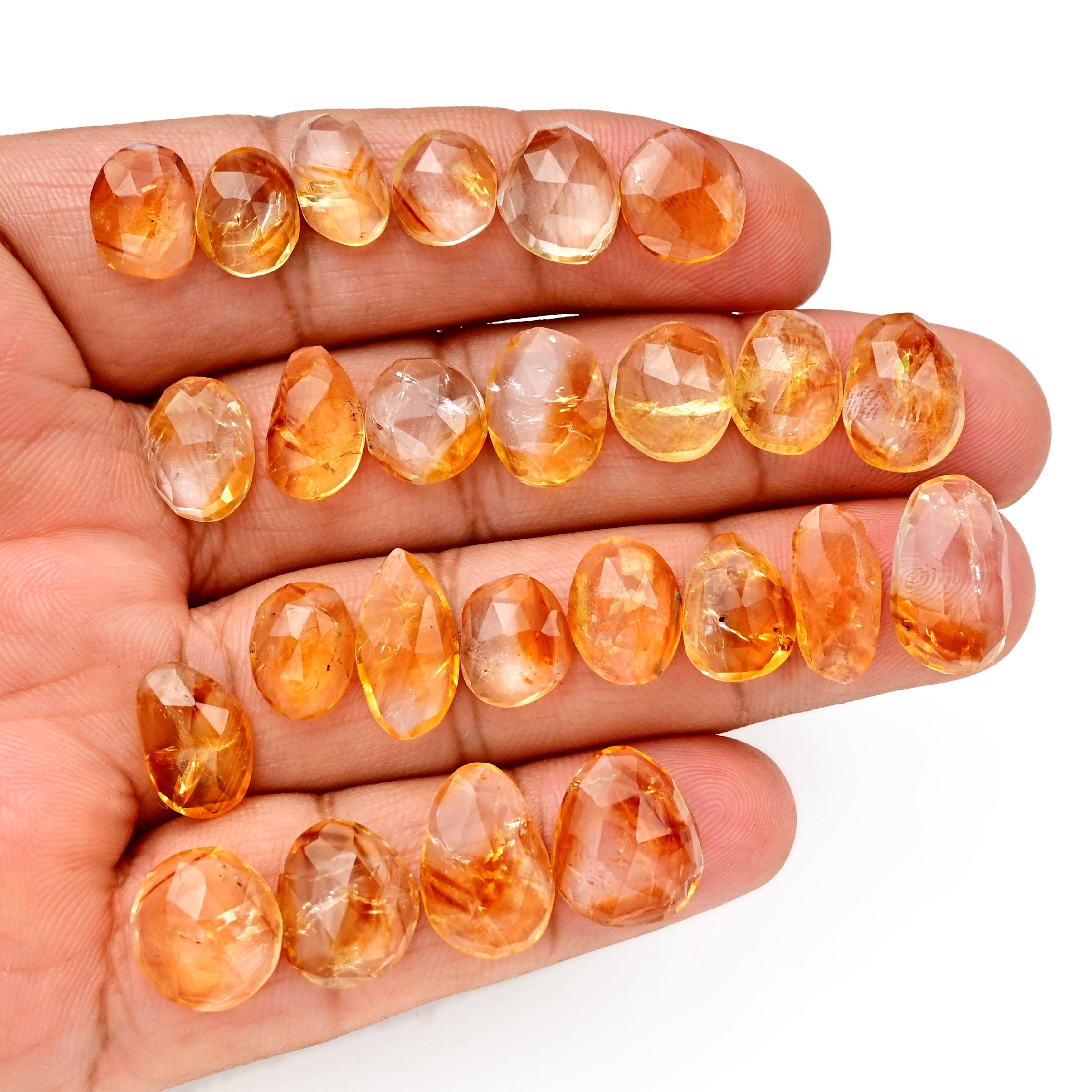 Bio Color Citrine Rosecut Gemstones | Freeform Natural Yellow Quartz for Jewelry Making - 25 Pieces