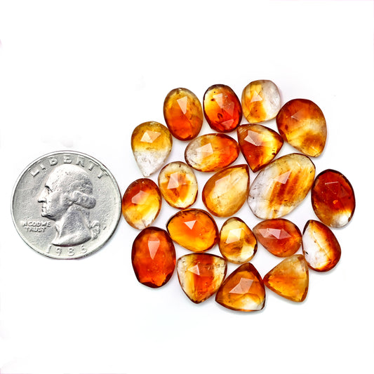 68.30cts Bio Citrine Rose Cut Cabochon 11X18mm - 8X11mm Mix Shape AA Grade Gemstone Parcel -Total 20 Pcs