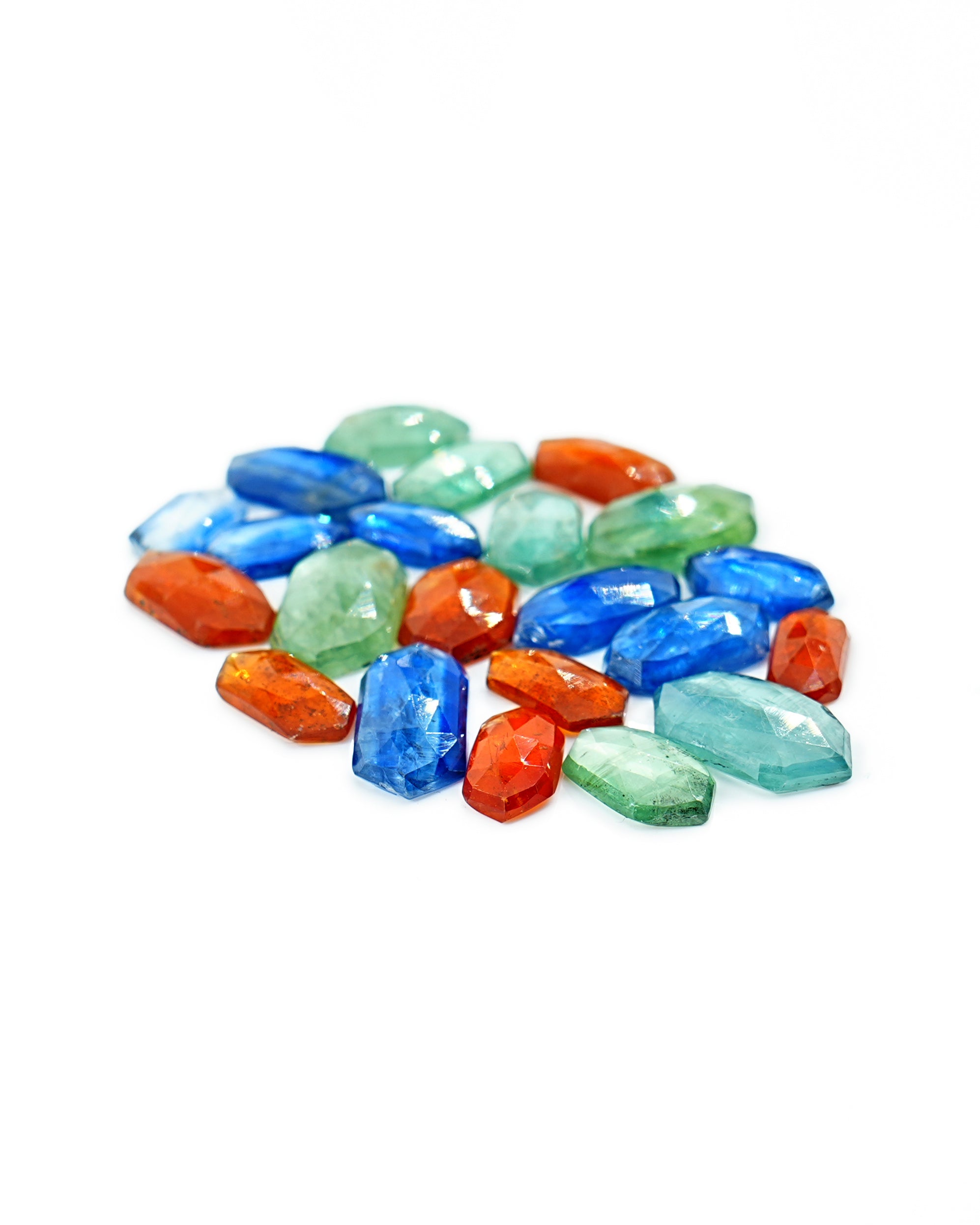 Mix Kyanite Rosecut Gemstones | Elongated Hexagon for Jewelry Making - 22 Pieces