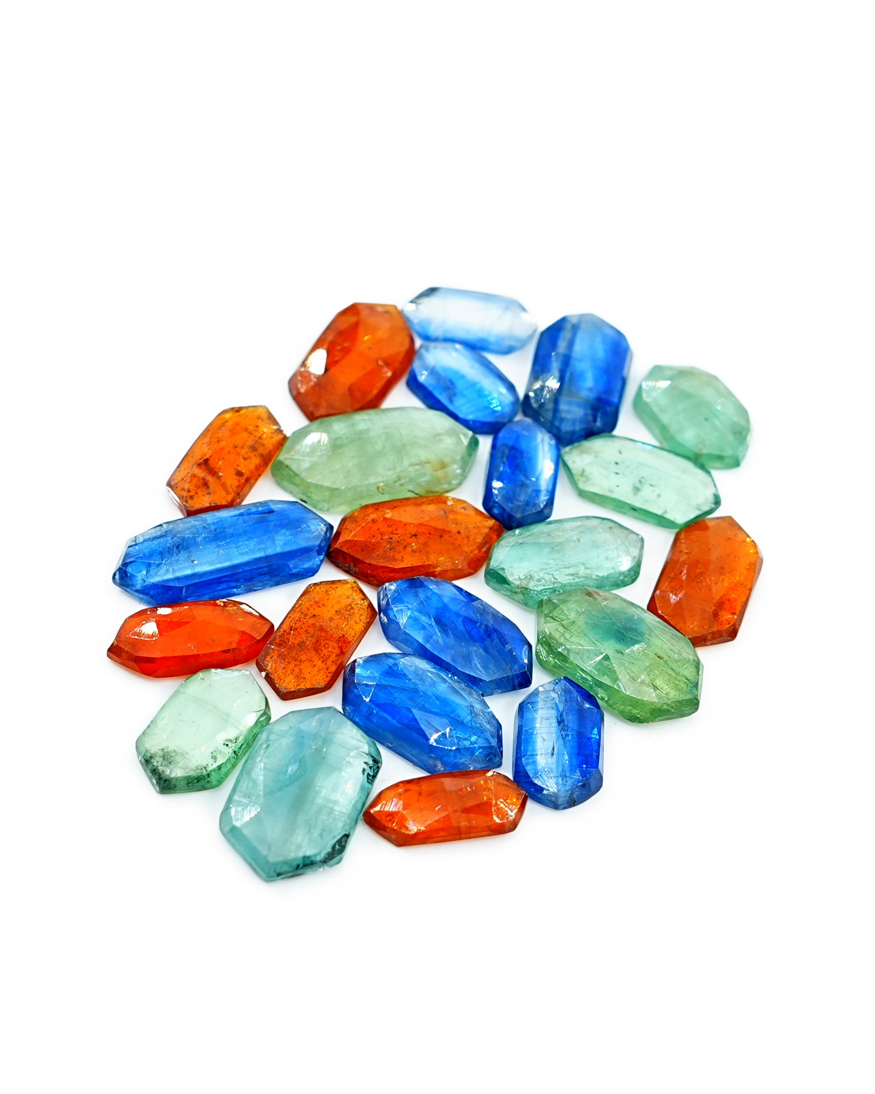 Mix Kyanite Rosecut Gemstones | Elongated Hexagon for Jewelry Making - 22 Pieces