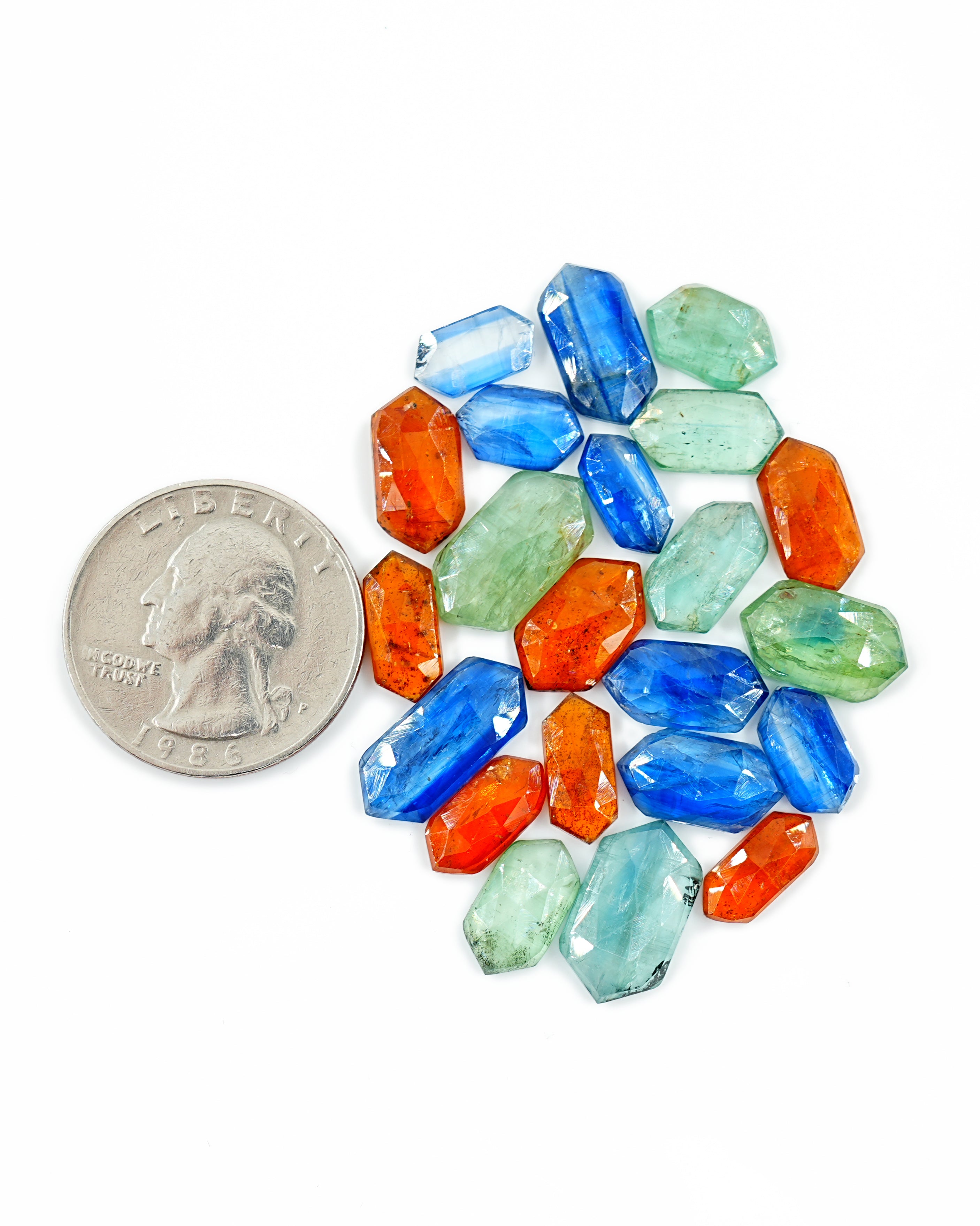 Mix Kyanite Rosecut Gemstones | Elongated Hexagon for Jewelry Making - 22 Pieces