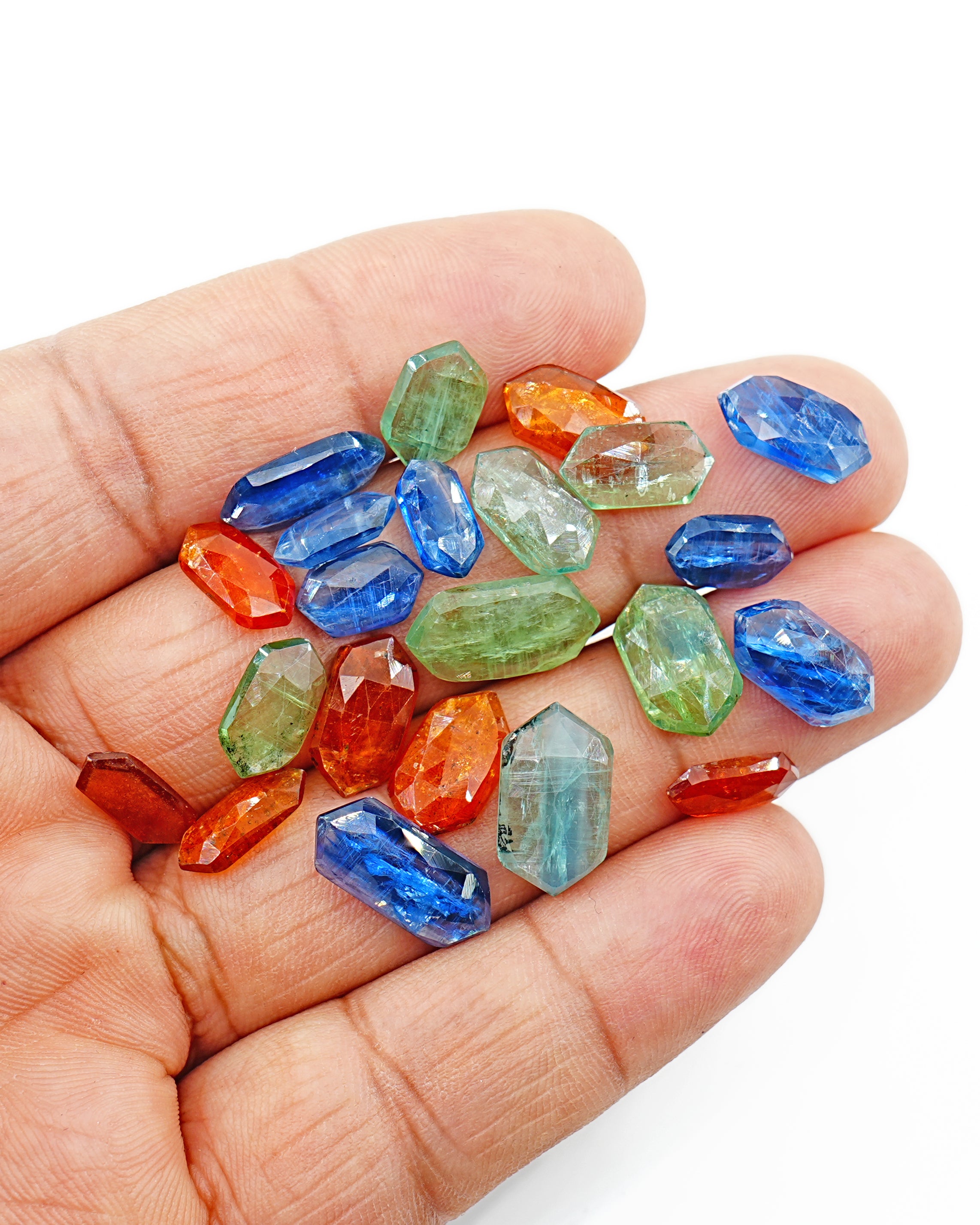 Mix Kyanite Rosecut Gemstones | Elongated Hexagon for Jewelry Making - 22 Pieces