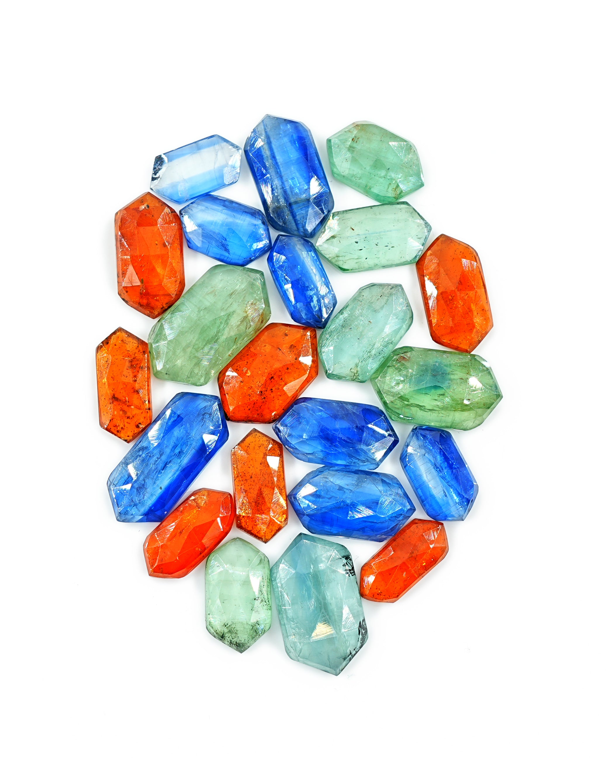 Mix Kyanite Rosecut Gemstones | Elongated Hexagon for Jewelry Making - 22 Pieces