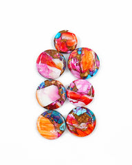 Kingman Pink Dahlia Mohave Turquoise Cabochons | Multicolor Turquoise Cabs for Jewelry Design - 5 Pieces