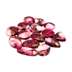 Kingman Red Dahlia Turquoise Cabochons | Multi Color Gemstone for Jewelry Making - 15 Piece