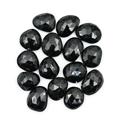Natural Black Spinel Rose Cut Cabochons | Elegant Freeform Sparkle - 15 Pieces