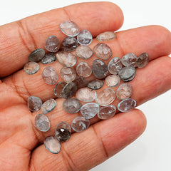 Moss Aquamarine Rose Cut Gemstones | Flat Back Cabochons for Jewelry Making - 39 Pieces