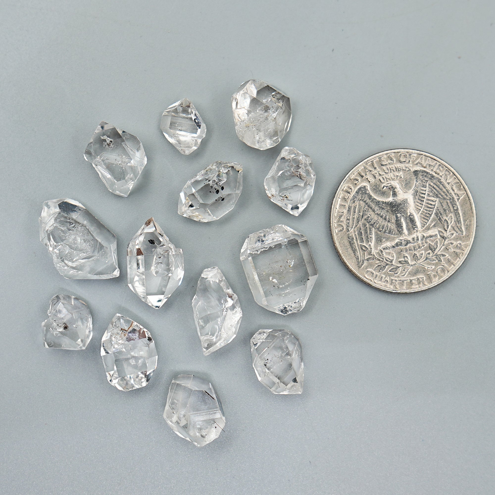 Herkimer Diamond Crystals | Raw Quartz Double Terminated Gemstone For Jewelry Making - 12 Pieces