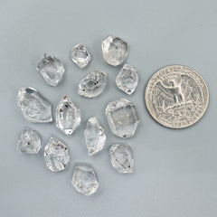 Herkimer Diamond Crystals | Raw Quartz Double Terminated Gemstone For Jewelry Making - 12 Pieces