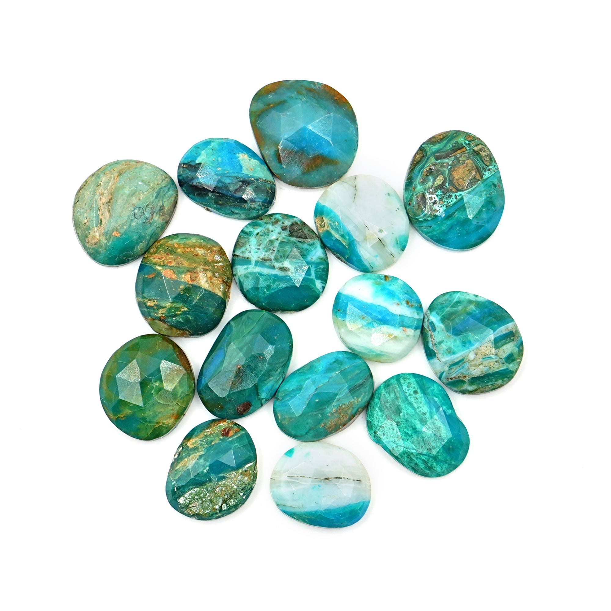 Natural Peruvian Opal Smooth Rose Cut Gemstones | Freeform Rosecut for Jewelry Making - 15 Pieces