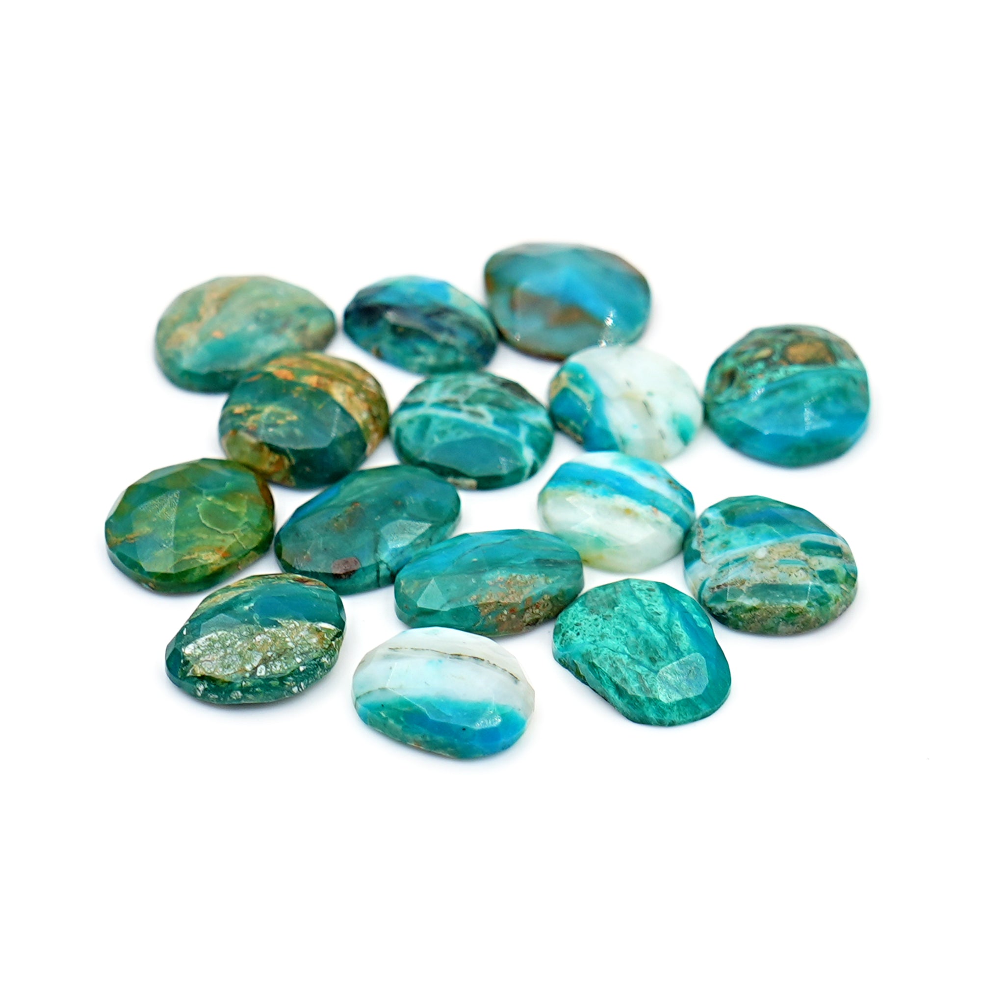 Natural Peruvian Opal Smooth Rose Cut Gemstones | Freeform Rosecut for Jewelry Making - 15 Pieces