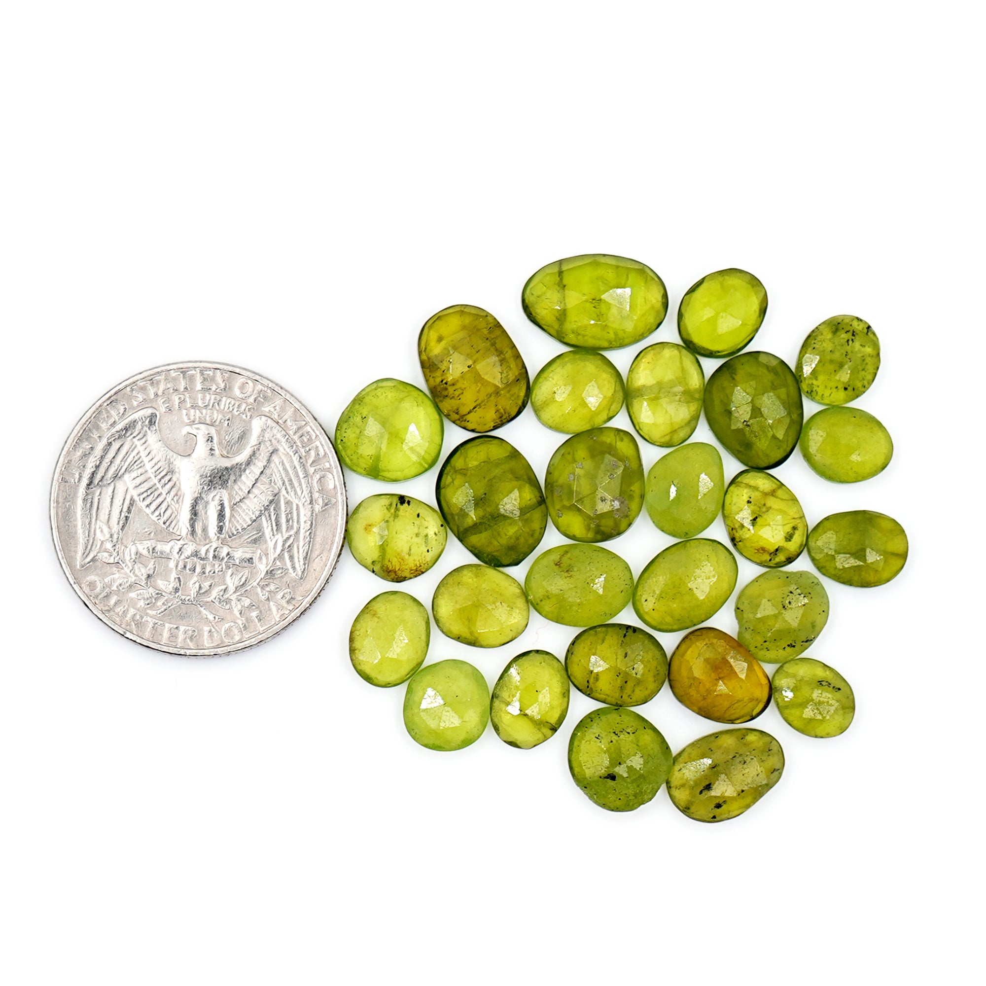 Natural Vesuvianite Smooth Rose Cut Gemstones | Freeform Rosecut for Jewelry Making - 27 Pieces