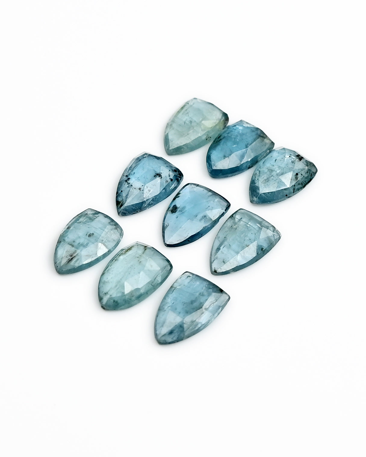 Aquamarine Kyanite Rosecut | Freeform Cabochon for Designer Jewelry - 9 Pieces