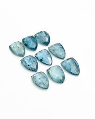 Aquamarine Kyanite Rosecut | Freeform Cabochon for Designer Jewelry - 9 Pieces
